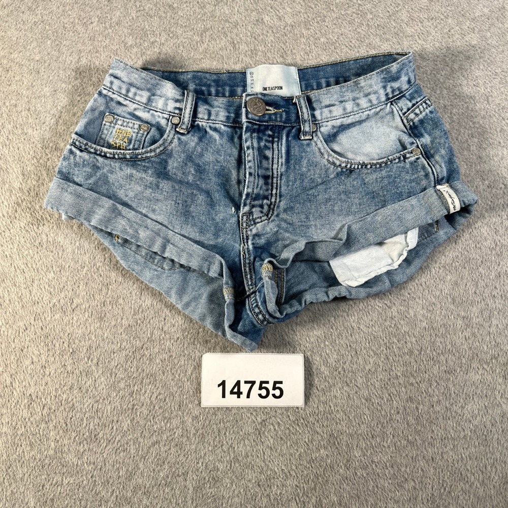 One Teaspoon Bandits Shorts Women 22 Blue Excellent Low Waist Cuffed Denim